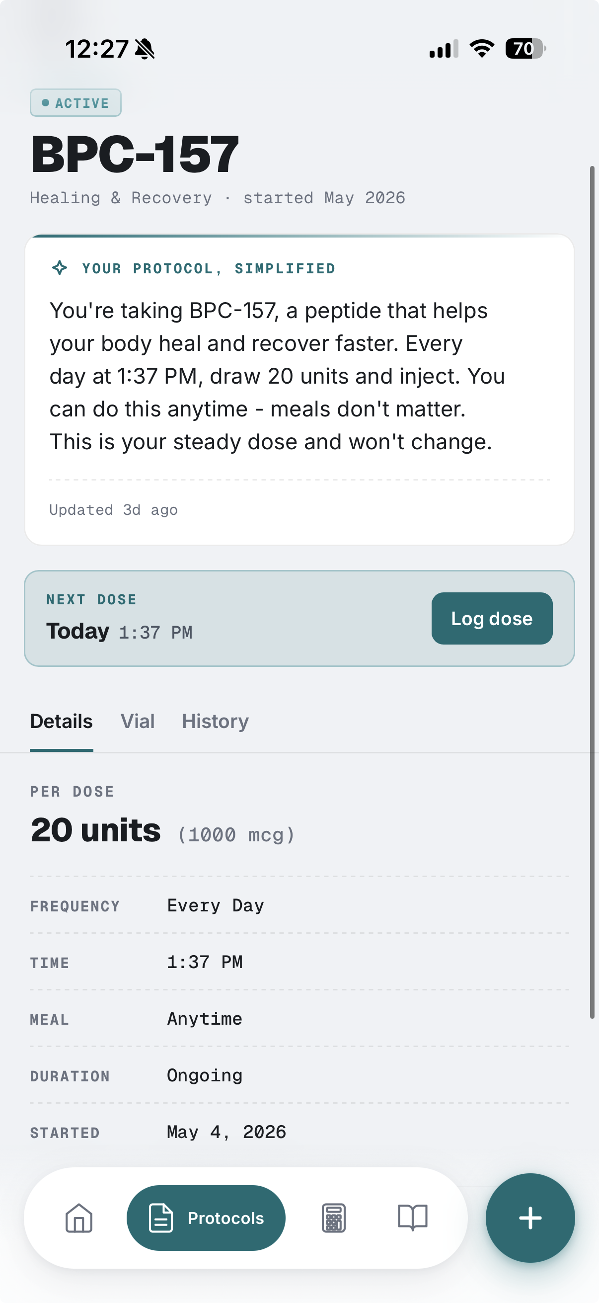 Schedule screen